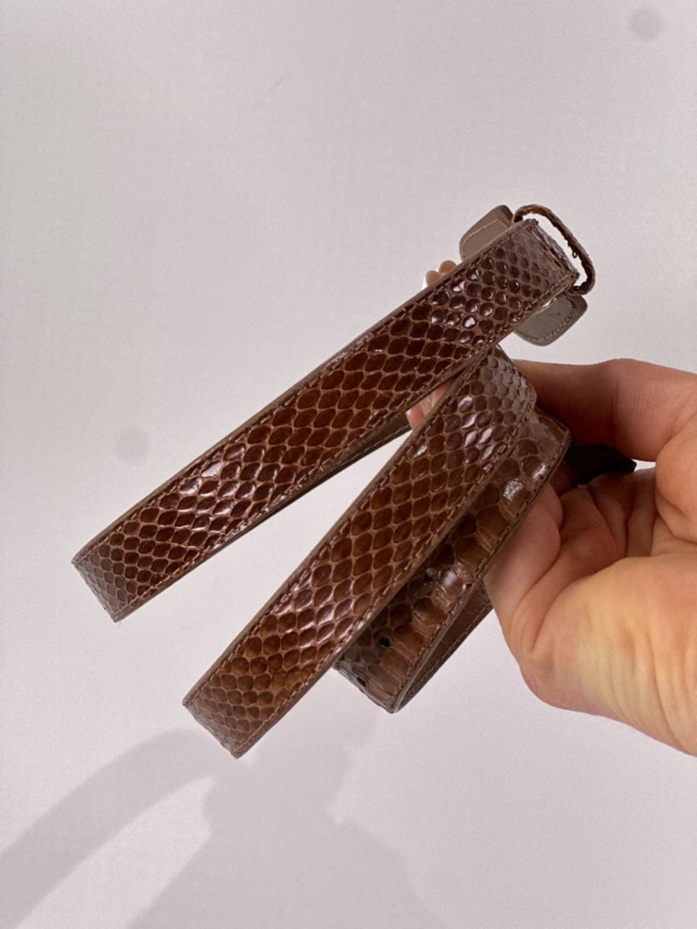 Vintage Genuine Snakeskin Belt 32 35 Brown Waist Accessory - Picture 5 of 12